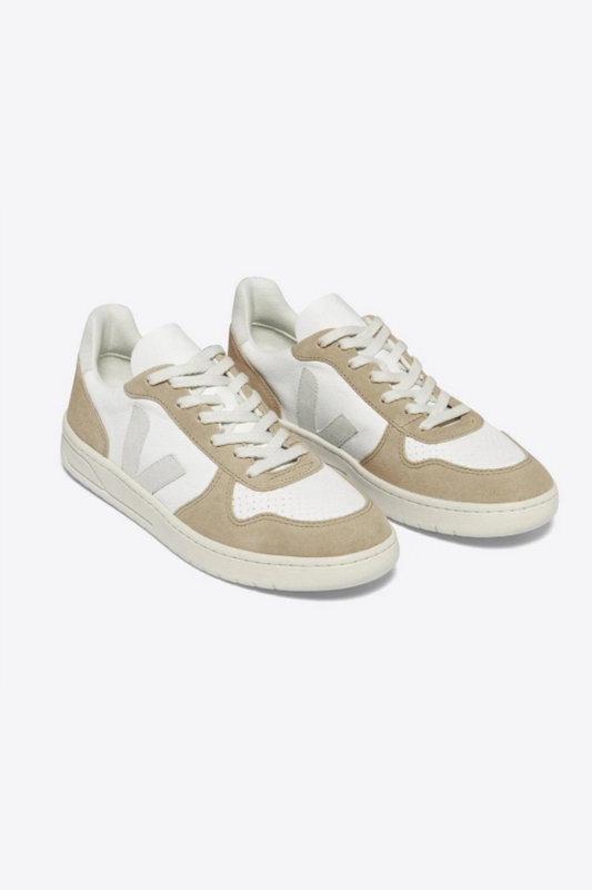TÊNIS VEJA - V-10 CHROMEFREE EXTRA WHITE NATURAL SAHARA 1000