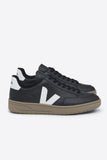 TÊNIS VEJA - V-12 LEATHER BLACK_WHITE_DUNE